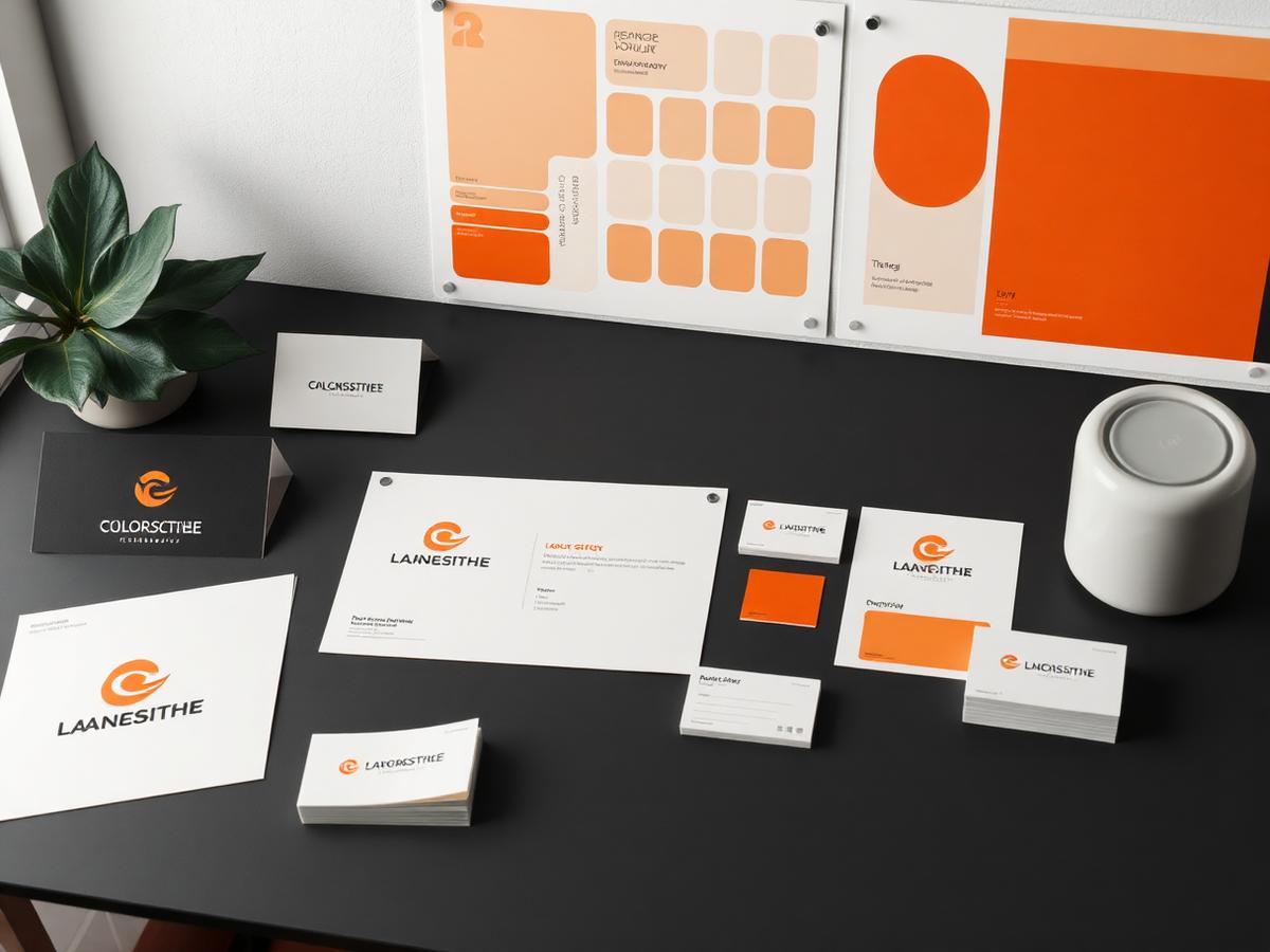 Branding and creative direction materials with orange color palette